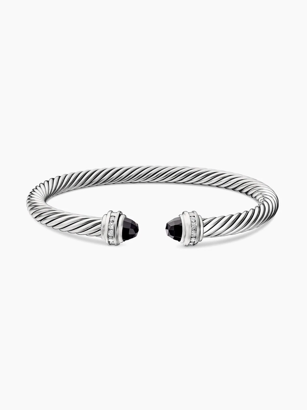 David Yurman Cable Classics Princess Bracelet With Pav Diamonds & Hematite 5mm